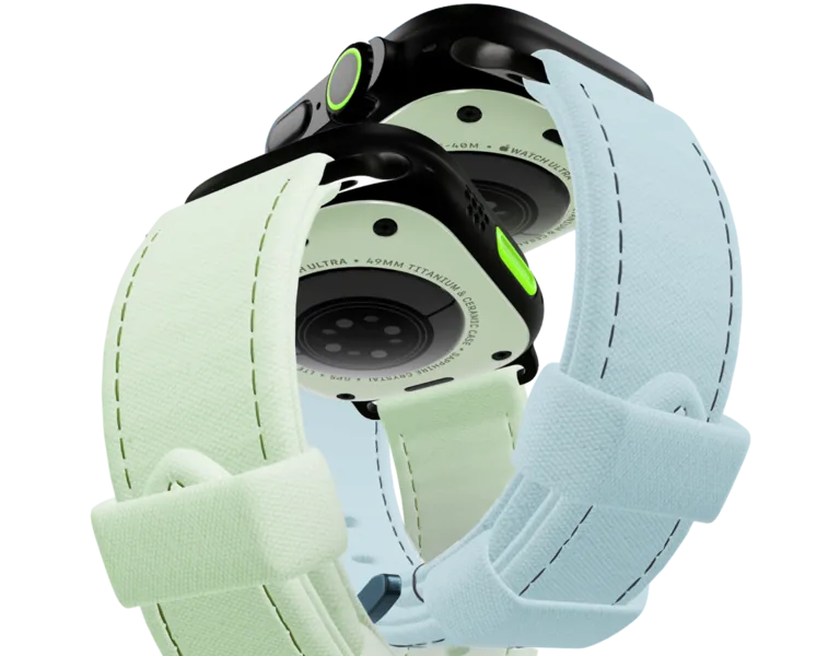 Zwei individuell konfigurierte Apple-Watch-Armbänder